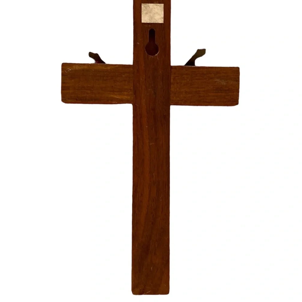 Vintage Jesus on a Wooden Cross Made with Pewter